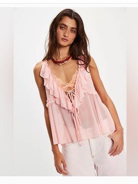 Free People Fearless Solid Tank In Rose Blush NWT Size M